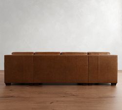 York Square Arm Leather Double Chaise Sectional (112&quot;-132&quot;)