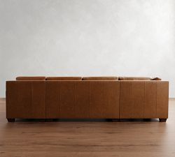 York Square Arm Leather 4-Piece Chaise Sectional (119")