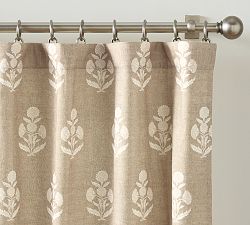 Open Box: Summer Bhotah Curtain, 50" W x 96" L - Flax/Ivory