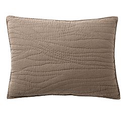 Open Box: Belgian Flax Linen Handcrafted Quilted Sham, Standard Set of 2 - Café Noir