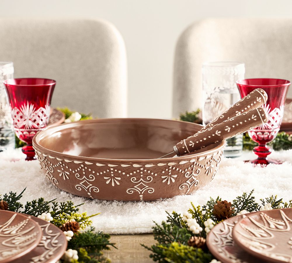 Gingerbread Stoneware Serving Bowl