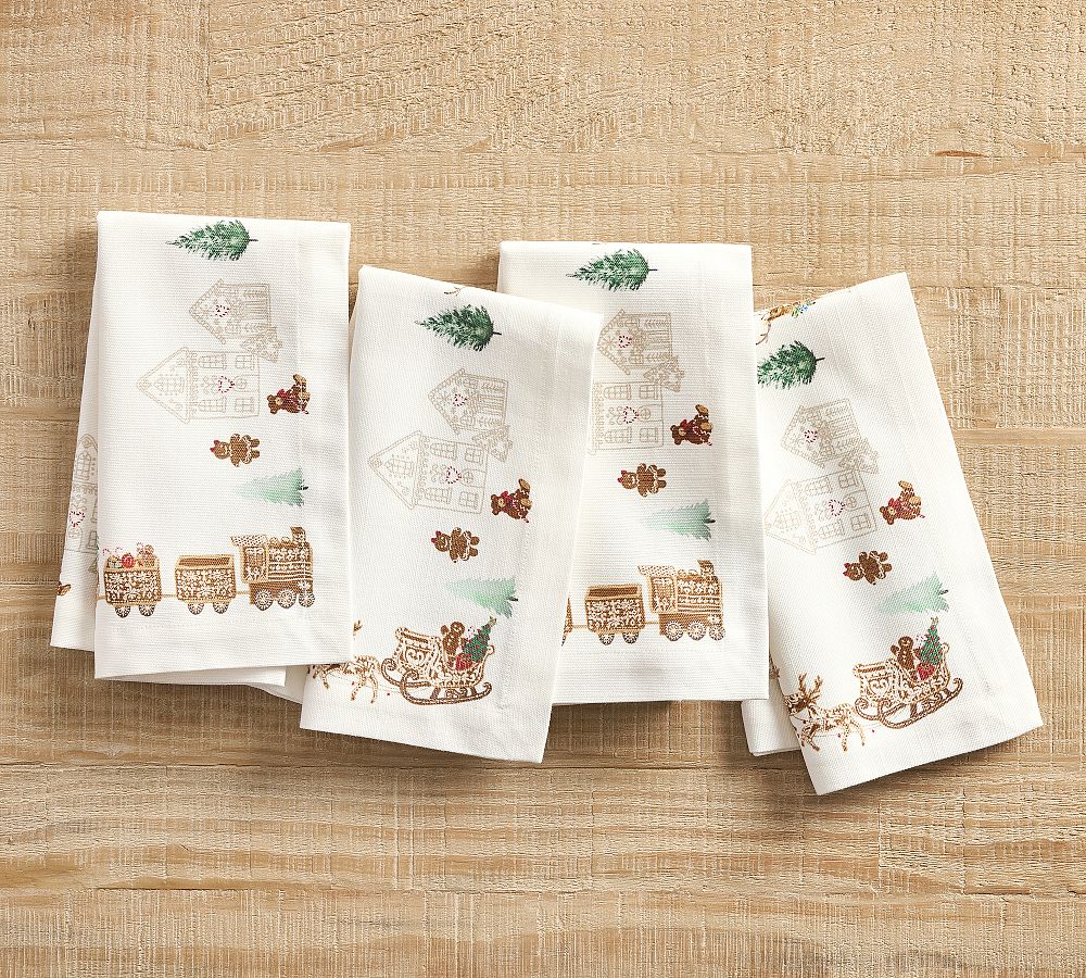 Gingerbread Train Cotton Napkins - Set of 4
