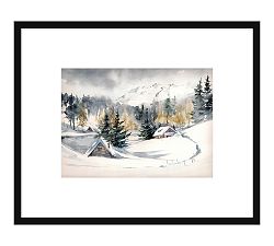 Village In the Snow Framed Print