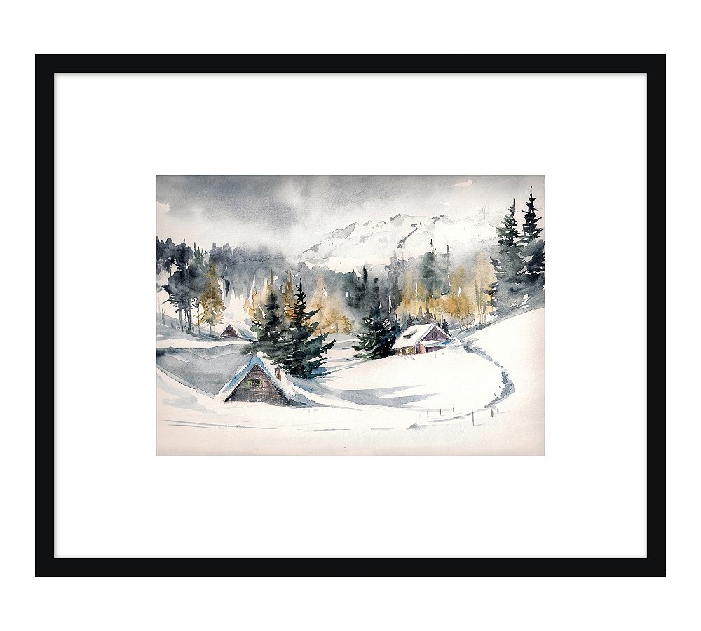 Village In the Snow Framed Print