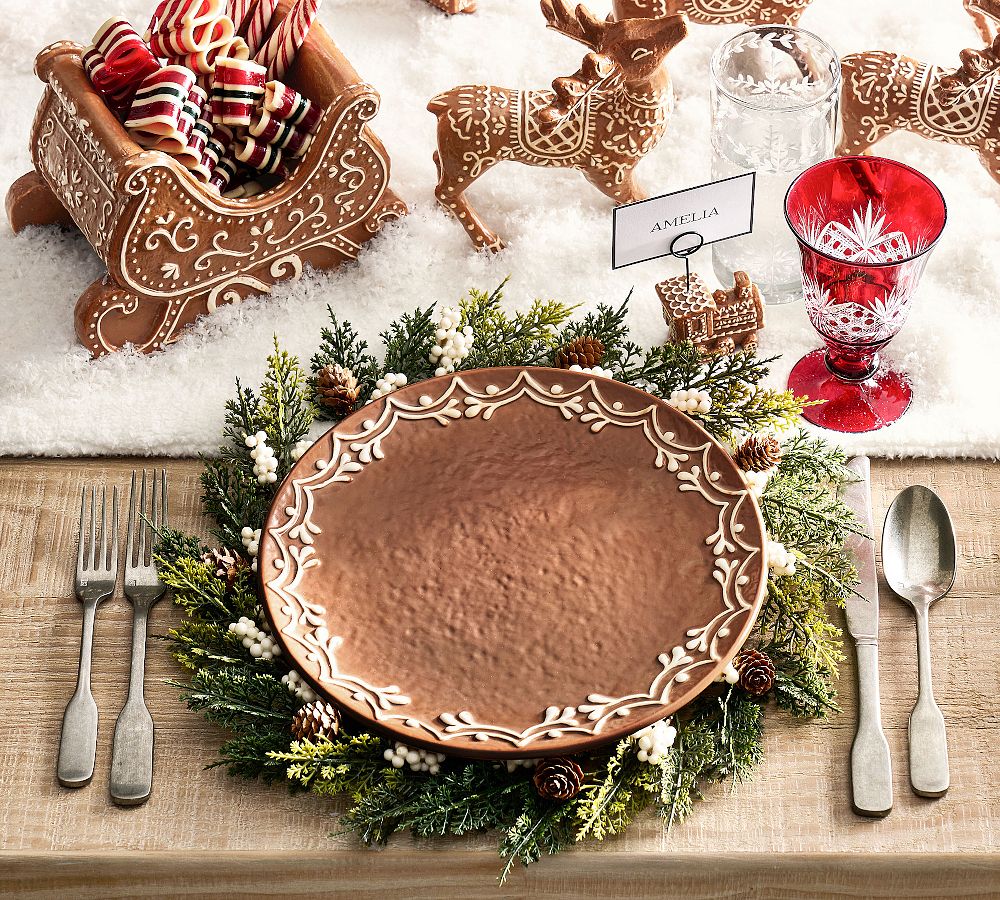 Gingerbread Stoneware Dinner Plates - Set of 4
