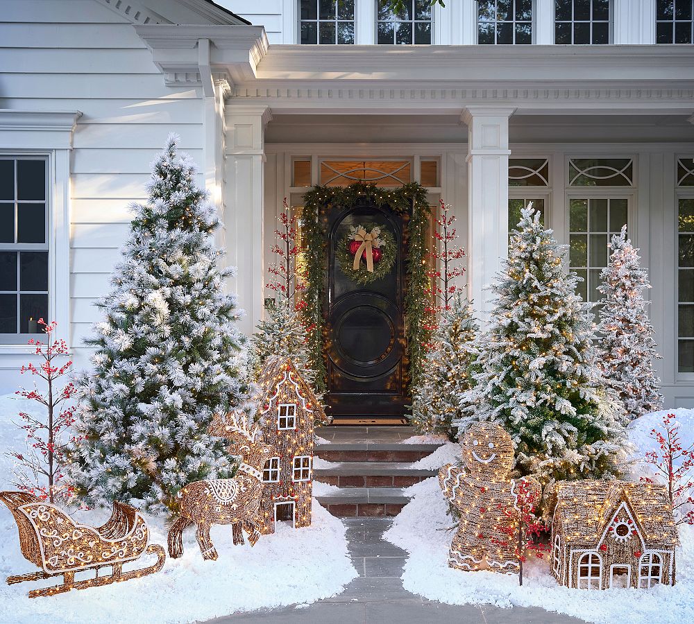 Lit Rattan Gingerbread Collection