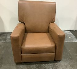 Open Box: Ashby Square Arm Leather Recliner, Polyester Wrapped Cushions, Vintage Caramel