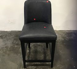 Open Box: Layton Leather Counter Height Stool - Black Legs, Keystone Navy