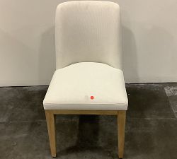 Open Box: Layton Upholstered Side Dining Chair, Seadrift Legs, Performance Heathered Basketweave Alabaster White