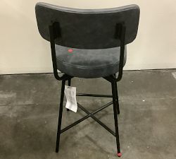 Open Box: Maison Leather Swivel Bar Stool, Counter Height - Statesville Indigo, Bronze Legs