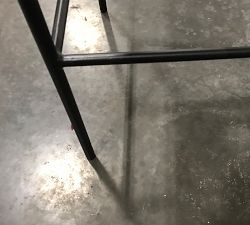 Open Box: Maison Leather Bar Stool, Bar Height - Nubuck Caramel, Antique Bronze Legs