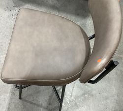 Open Box: Maison Leather Swivel Stool, Bar Height - Aviator Blackwood,Bronze Leg