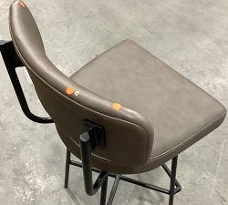 Open Box: Maison Leather Swivel Stool, Bar Height - Aviator Blackwood,Bronze Leg