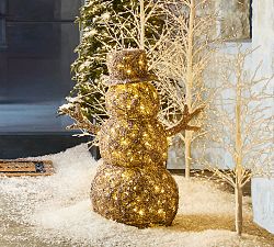 Lit Rattan Snowman