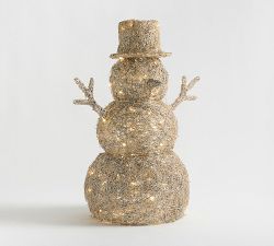 Lit Rattan Snowman