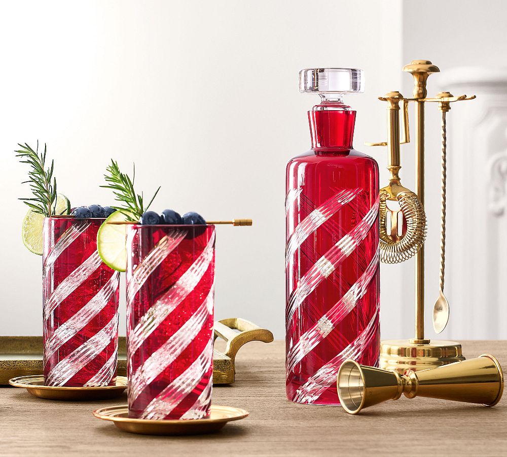 Etched Glass Swirl Decanter