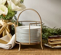 Gold Rim Porcelain Appetizer Plates - Set of 12