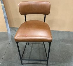 Open Box: Maison Leather Counter Stool (24&quot;) - Signature Maple, Antique Bronze Leg