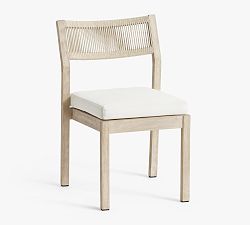 Open Box: Indio Coastal Stackable Outdoor Dining Side Chair, Individual - Oat Rope, Biscotti