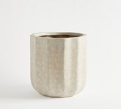 Open Box: Modern Rustic Fluted Outdoor Planter, Large, 15.75" Dia. X 15.75"H - White