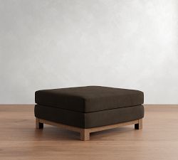 Jake Leather Brindle Wood Base Sectional Ottoman