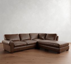 Turner Roll Arm Leather 3-Piece Bumper Sectional (109&quot;-114&quot;)