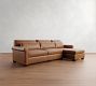 York Roll Arm Deep Seat Leather Chaise Sectional (91&quot;&ndash;121&quot;)
