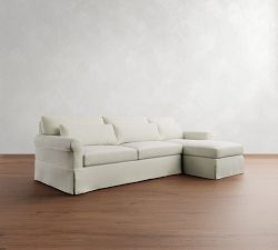 York Roll Arm Deep Seat Slipcovered Chaise Sectional (86"&ndash;117")