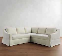 York Slope Arm Slipcovered 3-Piece L-Shaped Sectional (92")