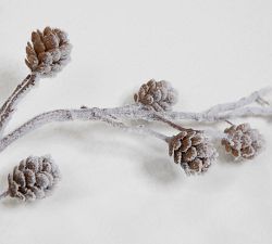 Faux Snowed Pinecone Sprays - Set of 2