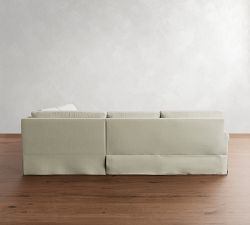 York Roll Arm Slipcovered 3-Piece L-Shaped Wedge Sleeper Sectional (119")