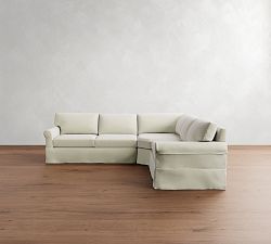 York Roll Arm Slipcovered 3-Piece L-Shaped Wedge Sleeper Sectional (119")