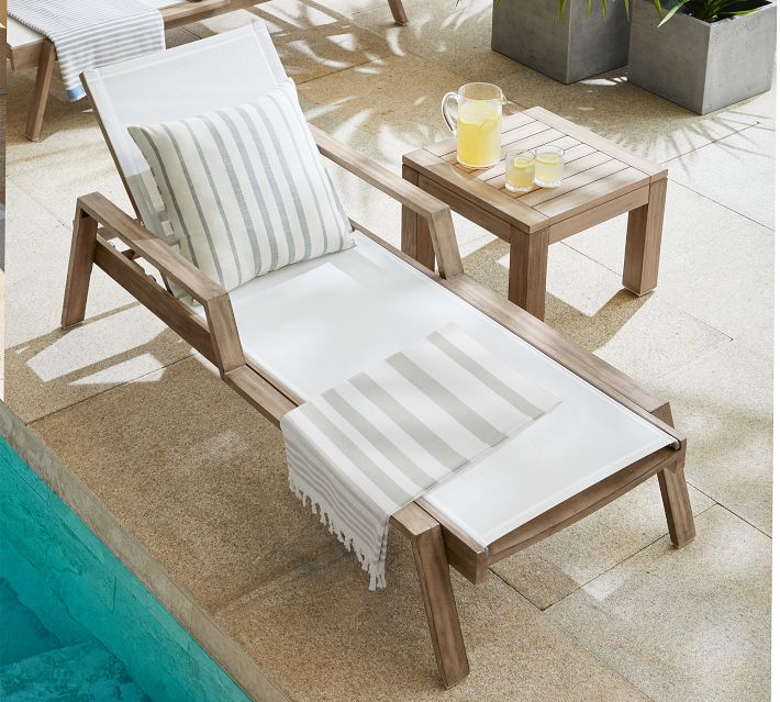Indio Mesh Stacking Outdoor Chaise Lounges Pottery Barn