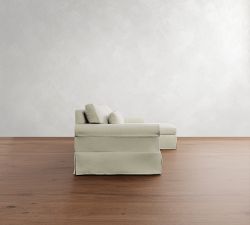 York Roll Arm Deep Seat Slipcovered Chaise Sectional (86"&ndash;117")