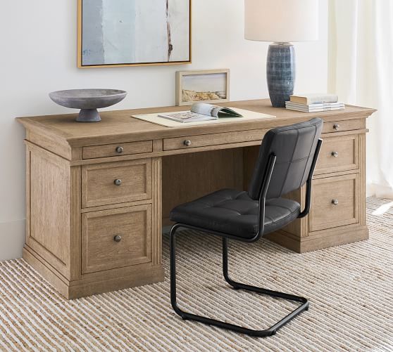 Pottery Barn ホワイト 木製 デスク 引き出し付き ポッタリーバーン アメリカ合衆国 Pottery Barn(ポッタリーバーン) 机・テーブル