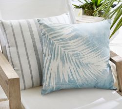 Chambray Palm Printed Outdoor Pillow