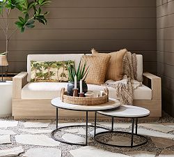 Indio Eucalyptus Modern Platform Outdoor Sofa (77&quot;)