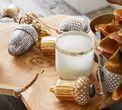 Modern Glass Candle Holders - White &amp; Gold