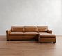 York Roll Arm Deep Seat Leather Chaise Sectional (91&quot;&ndash;121&quot;)
