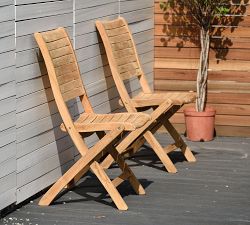 Maya Folding Teak Outdoor Dining Side Chair, Set of 2