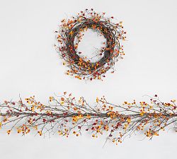 Faux Bittersweet Wreath &amp; Garlands