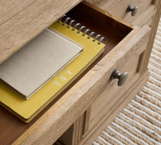 Pottery Barn ホワイト 木製 デスク 引き出し付き ポッタリーバーン Pottery Barn White Wood Desk w/ Glass Top - AptDeco
