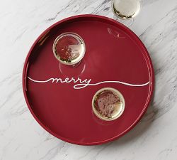 Merry Handcrafted Round Serving Tray