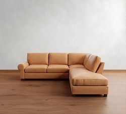 Turner Roll Arm Leather 3-Piece Bumper Sectional (109&quot;-114&quot;)
