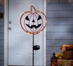 Pumpkin LED Solar Stakes - Set of 2