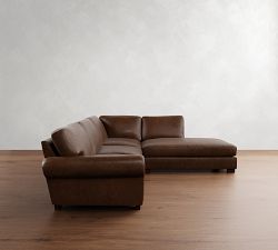 Turner Roll Arm Leather 3-Piece Bumper Sectional (109&quot;-114&quot;)