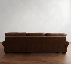 Turner Roll Arm Leather Chaise Sectional (111&quot;&ndash;133&quot;)