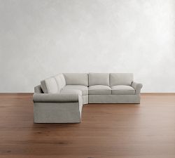 PB Comfort Roll Arm Slipcovered 3-Piece L-Shaped Wedge Sleeper Sectional (121")