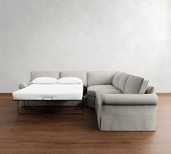 PB Comfort Roll Arm Slipcovered 3-Piece L-Shaped Wedge Sleeper Sectional (121")