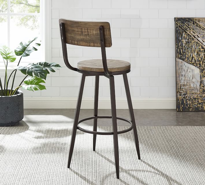 Arnold Reclaimed Wood Swivel Stool Pottery Barn